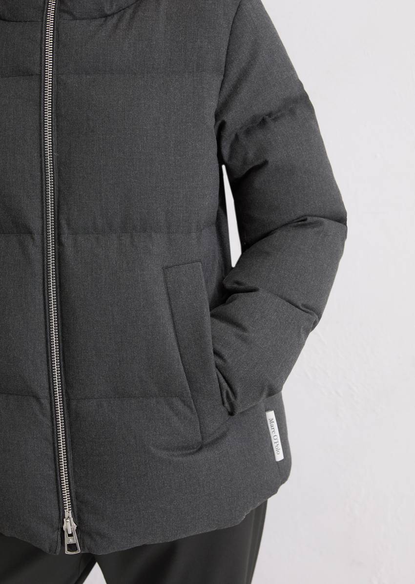 Down puffer jacket relaxed made from recycled flannel