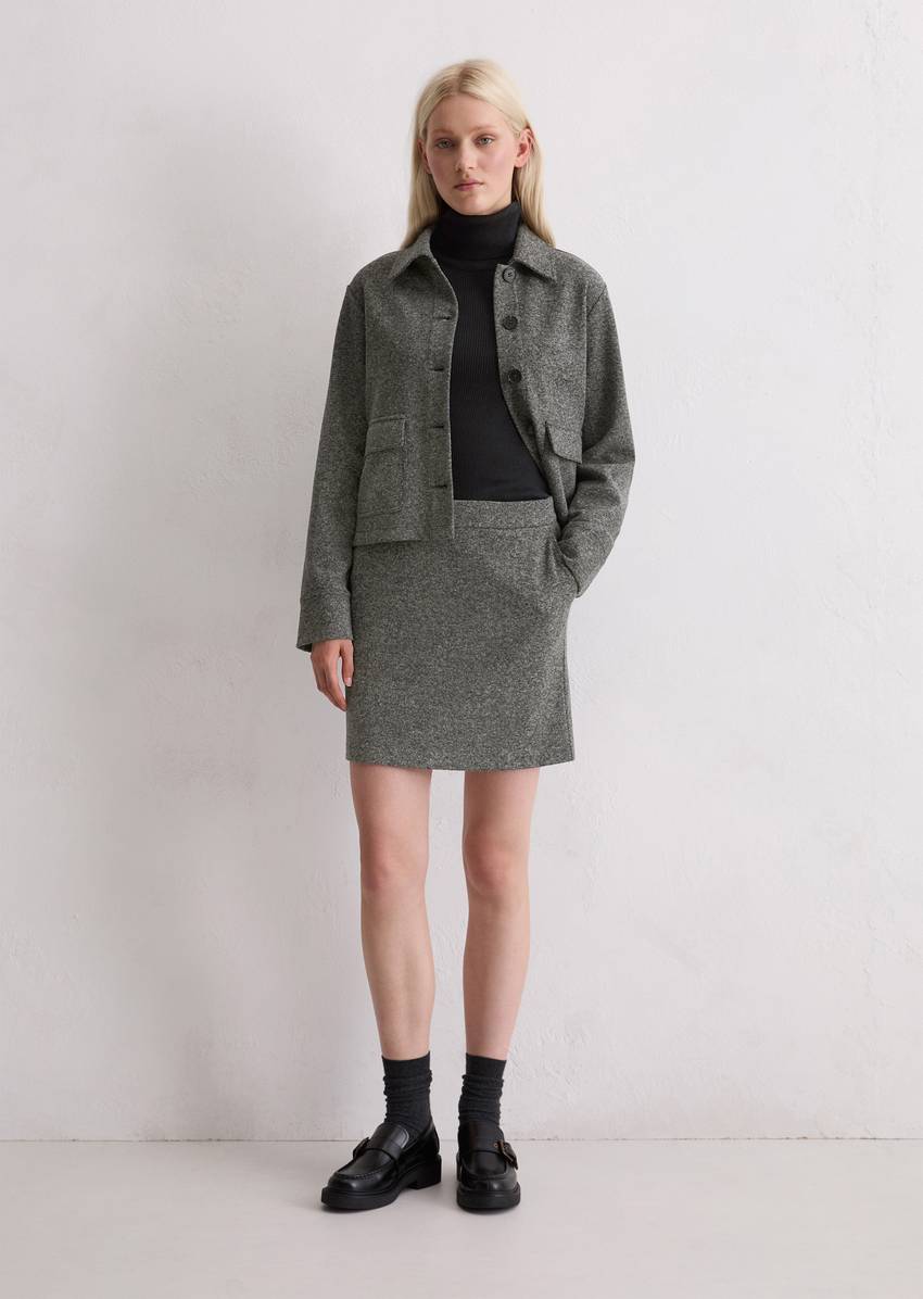 Tweed jersey mini skirt slim made from an organic cotton blend