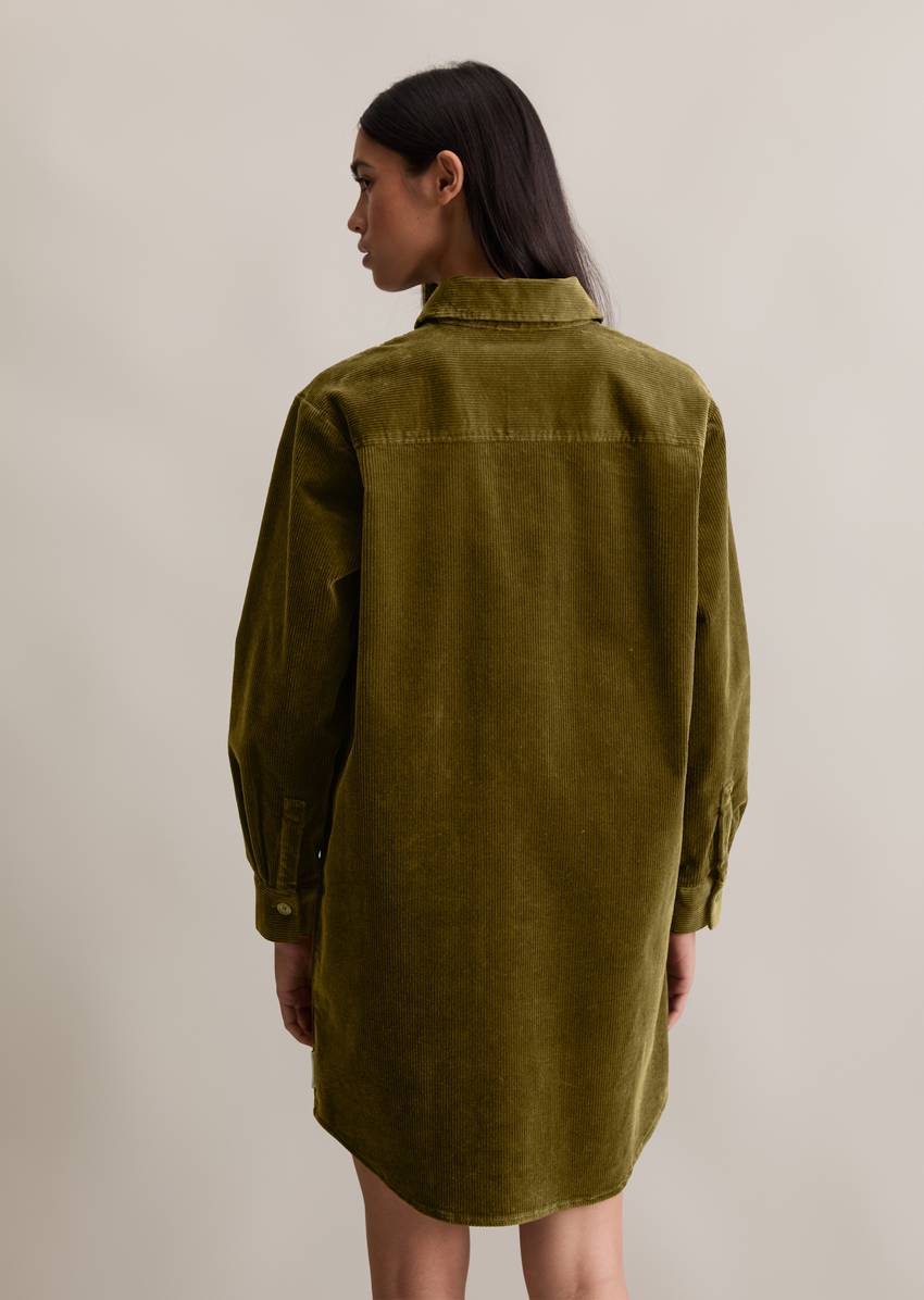 Relaxed corduroy shirt dress made from organic cotton stretch