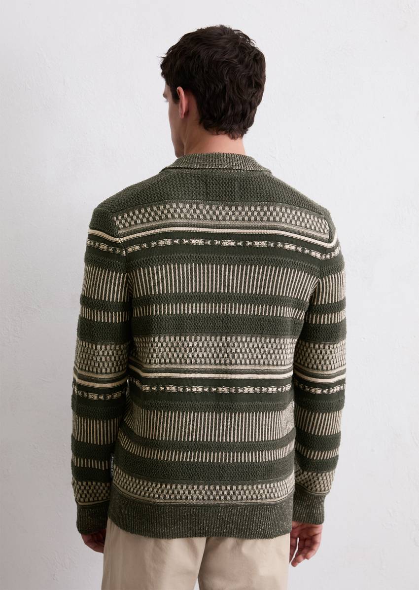 Cardigan with texture mix