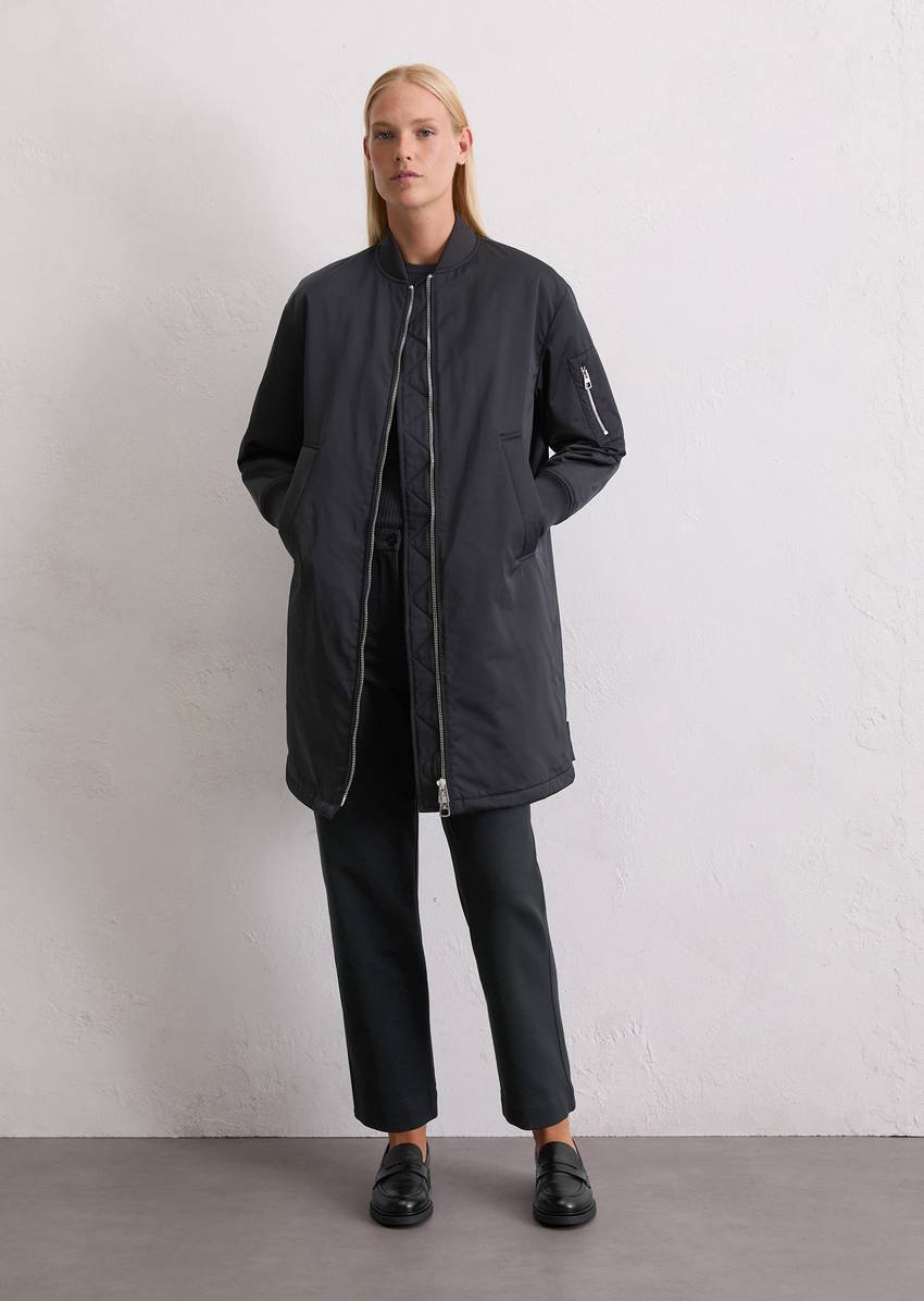 Regular aviator-style blouson coat made from recycled polyester twill