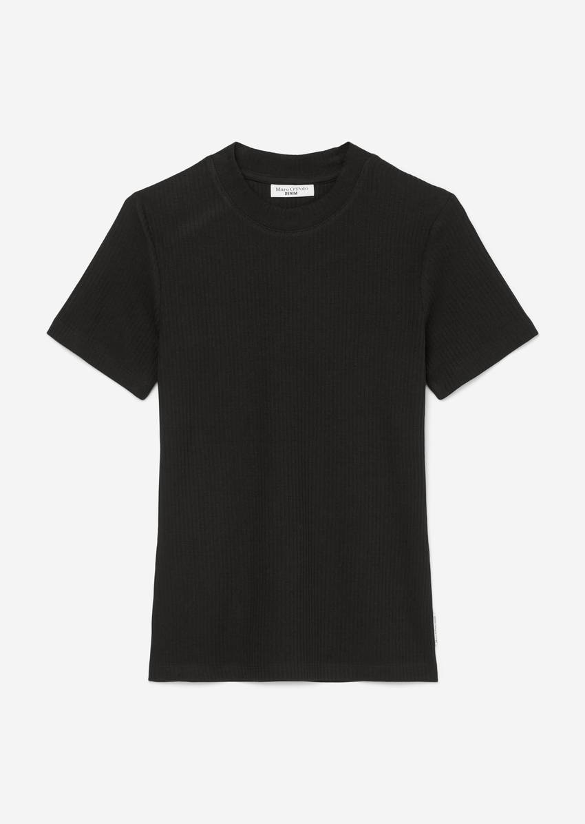 Ribbed jersey T-shirt slim Made from a stretchy organic cotton blend