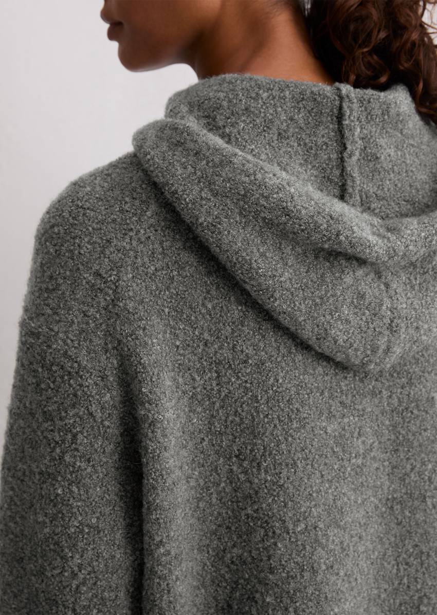 Bouclé hoodie loose made from a virgin wool/alpaca wool mix