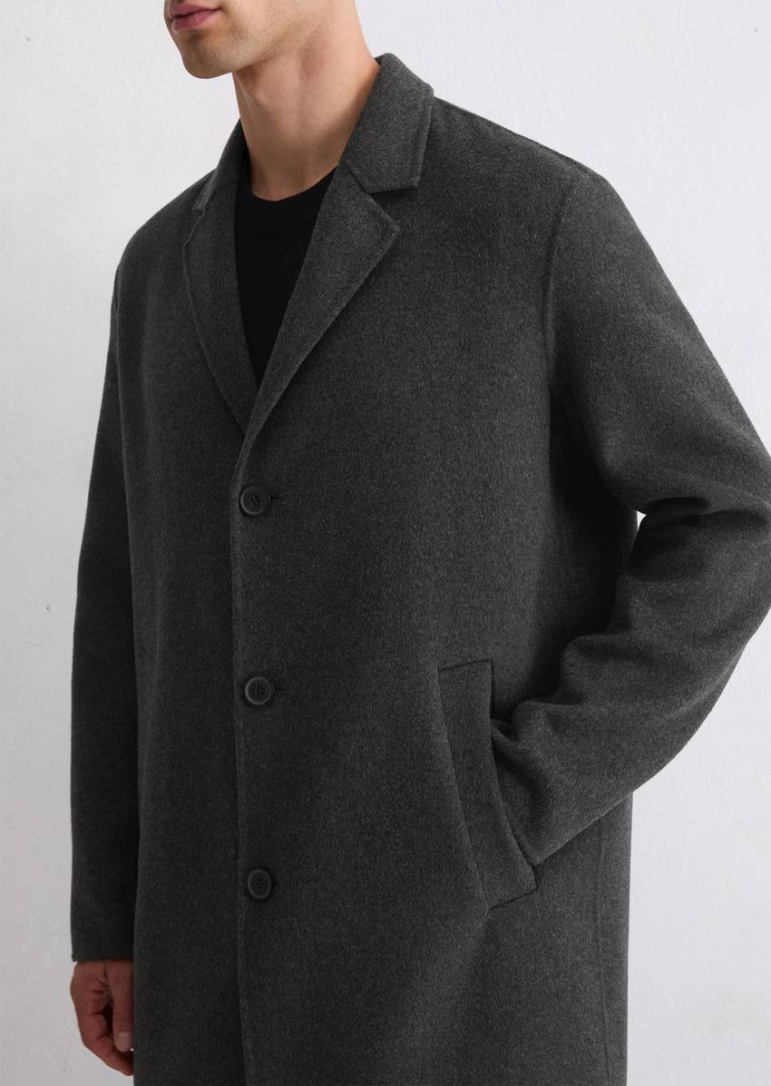 Regular coat made from recycled double face wool mix