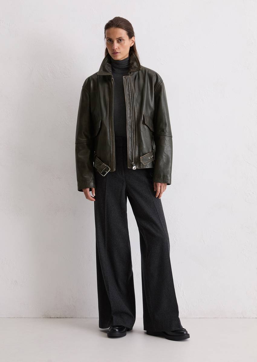 Leather jacket relaxed made from soft lambskin leather in a vintage look