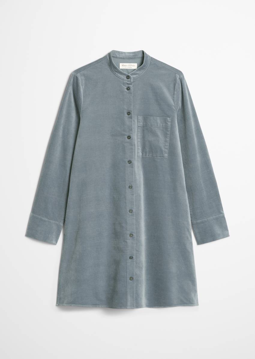 Velvet shirt dress A-shape made from organic cotton stretch