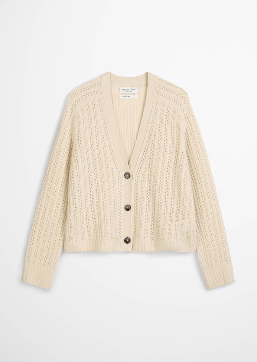 Ajour cardigan oversize made from virgin wool