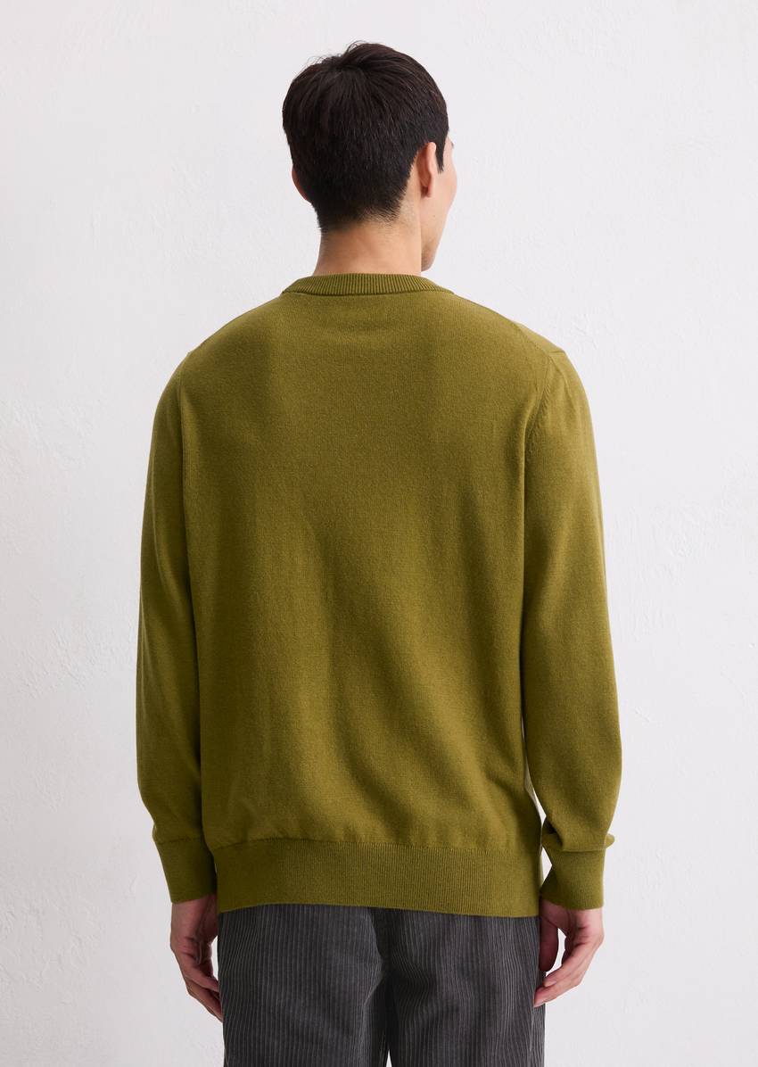 Sweater regular made from a soft organic cotton/virgin wool blend