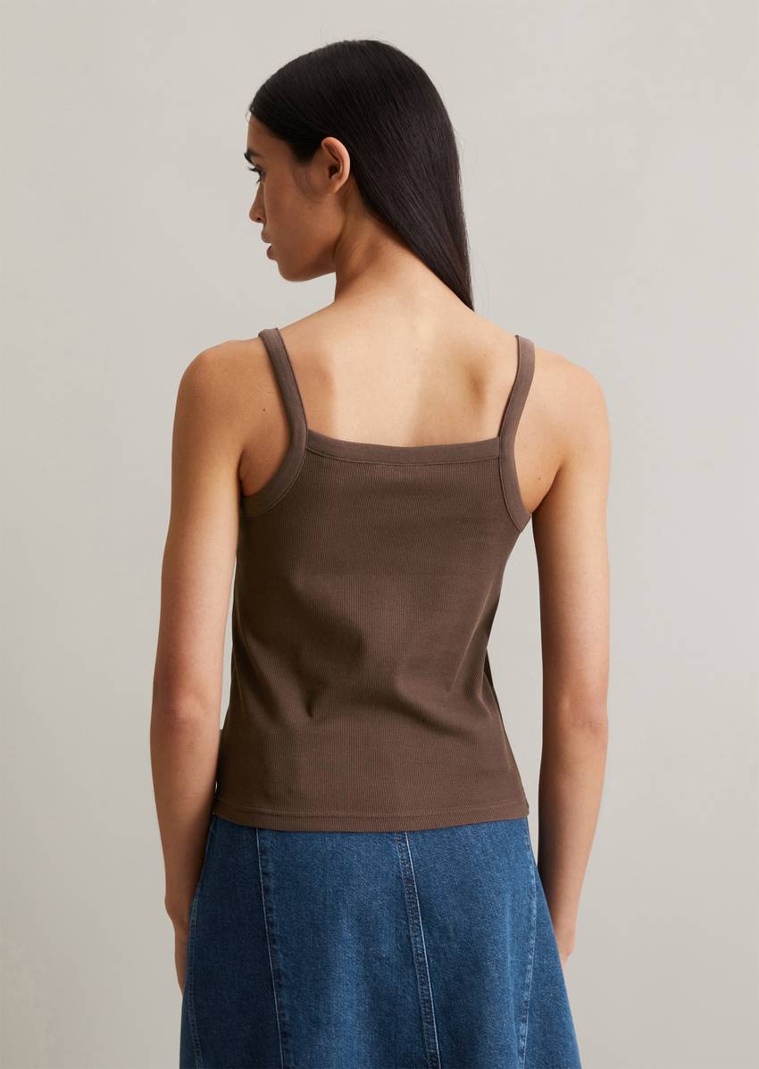 Cropped strap top made from ribbed organic cotton