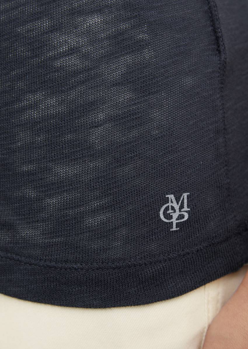 Regular slub jersey T-shirt with a bateau neckline