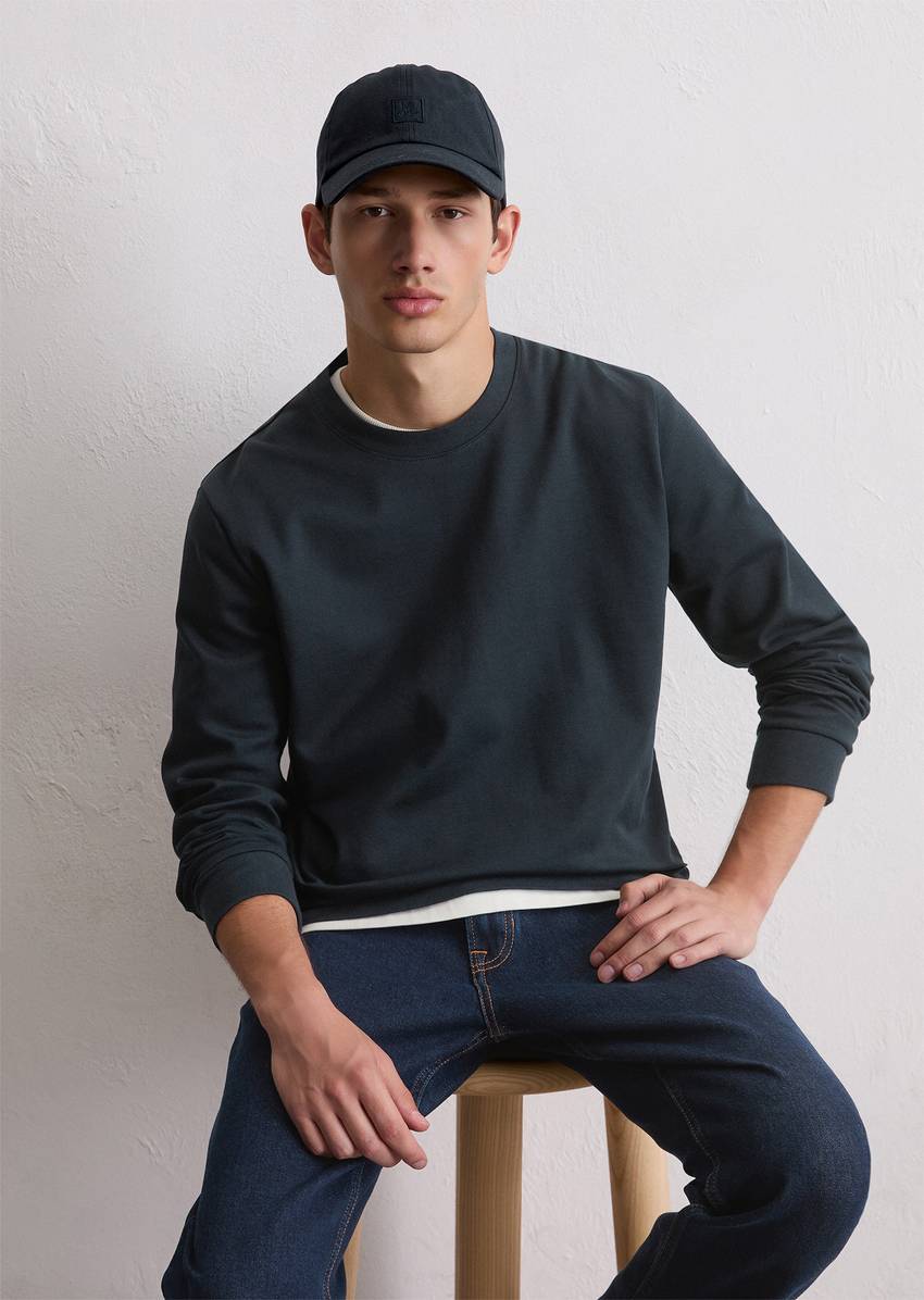 Sweatshirt regular made from a stretchy organic cotton blend