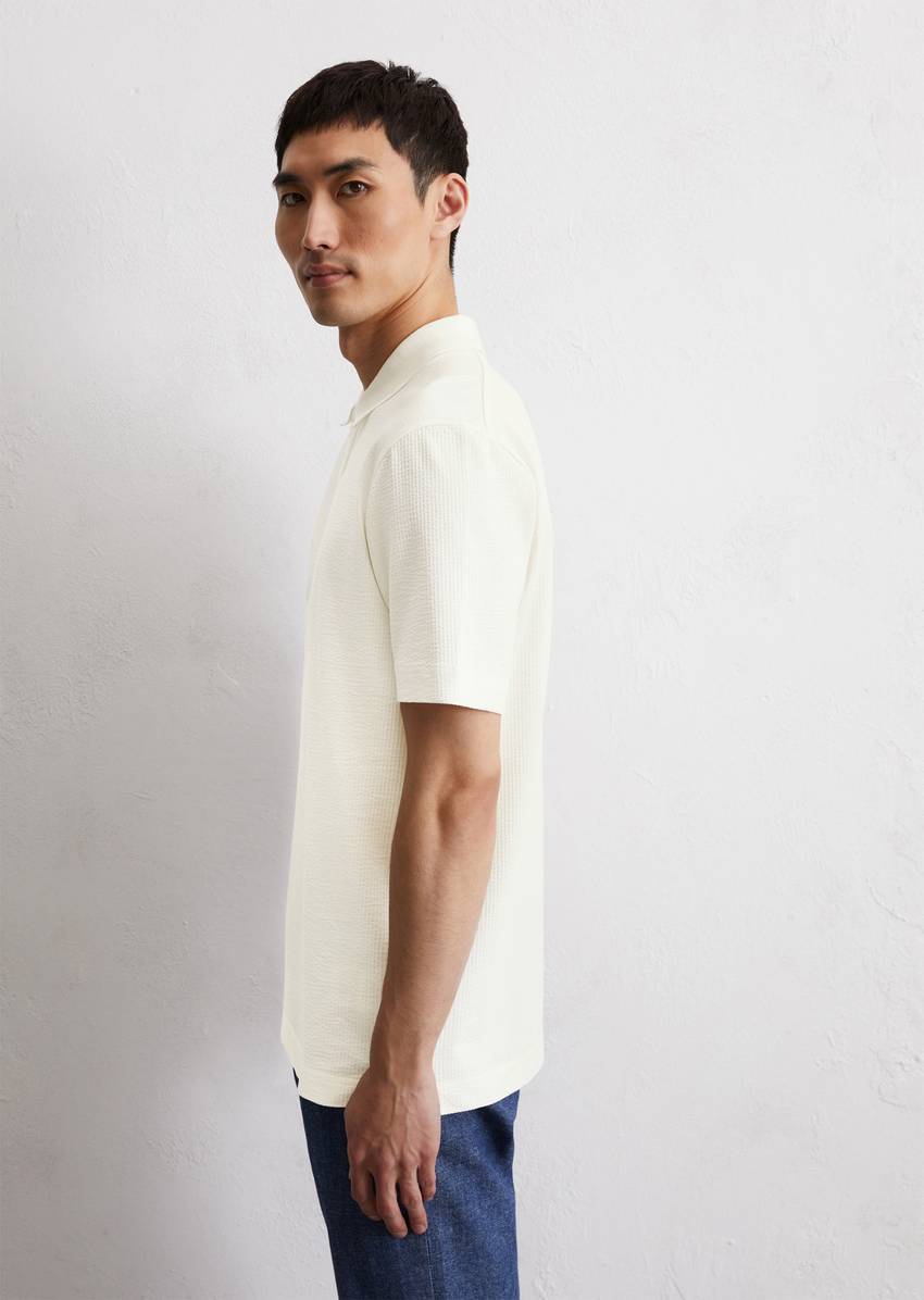 DfC polo shirt seersucker regular made from an organic cotton blend