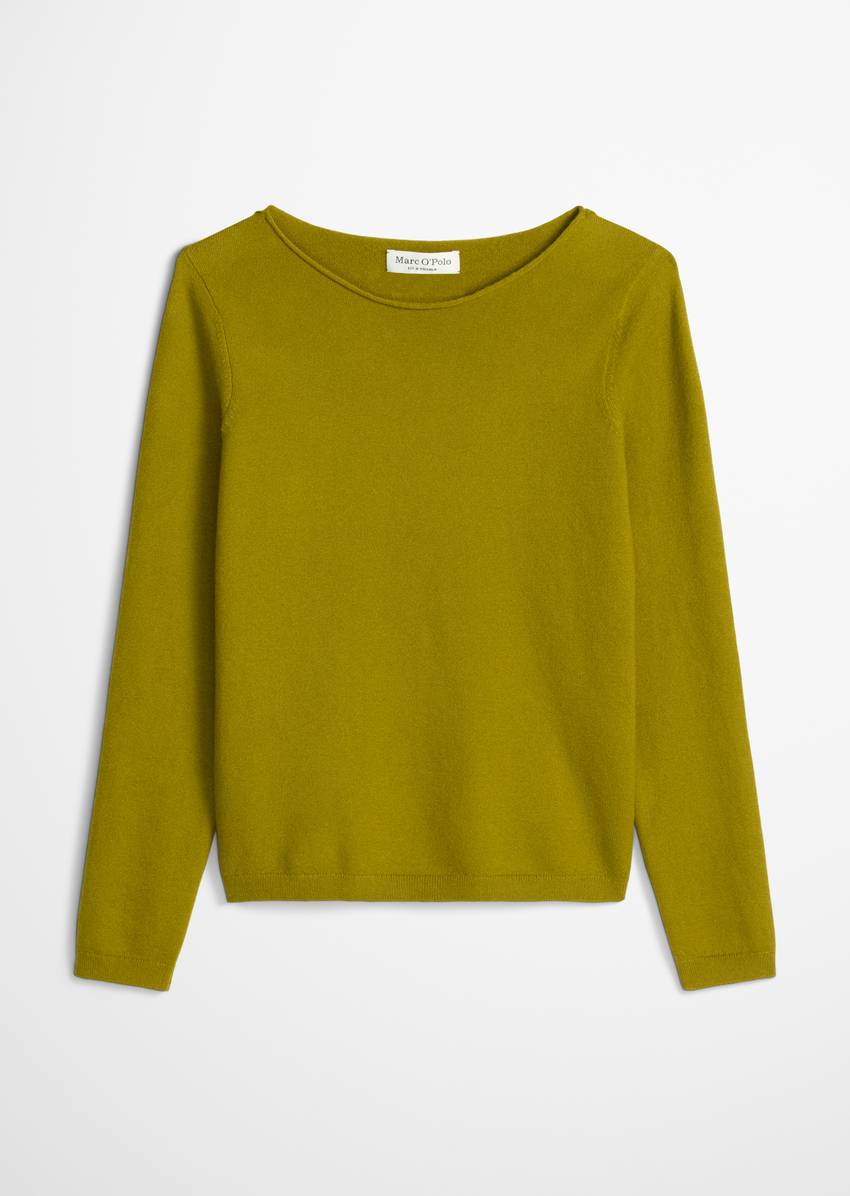 Basic knitted sweater regular made from a soft cotton/virgin wool blend