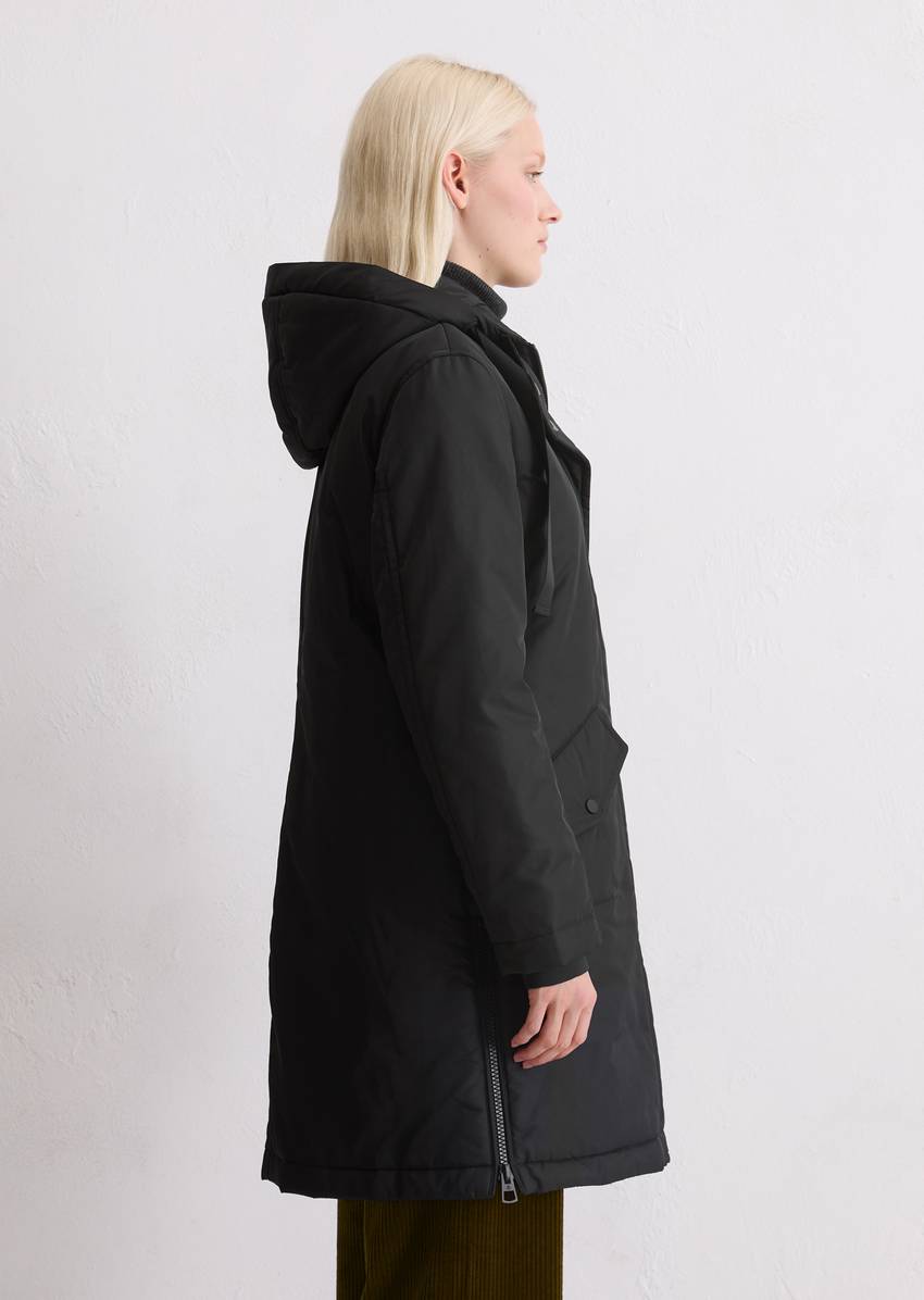 Padded parka jacket fitted made from recycled polyester twill WR