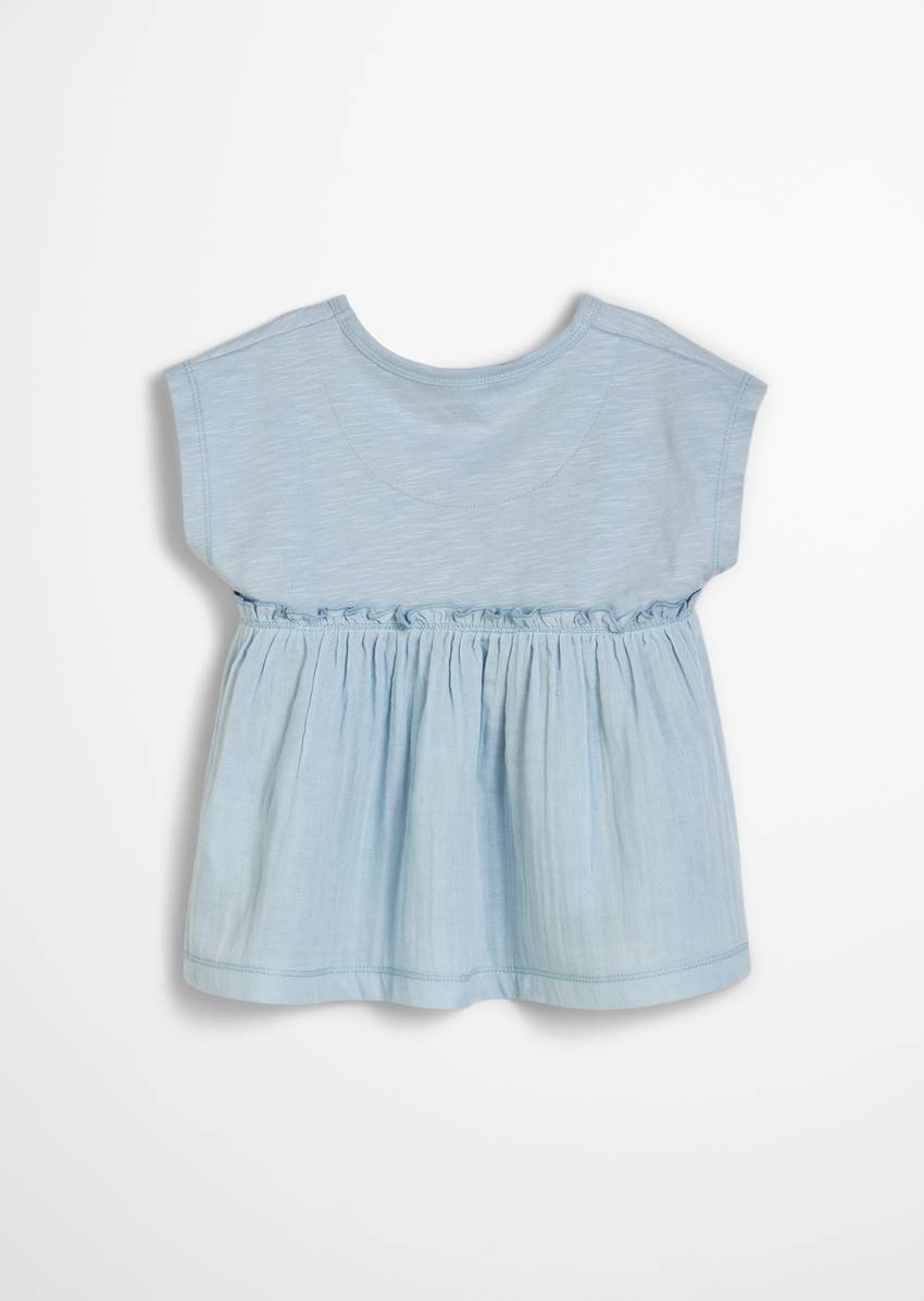 KIDS-GIRLS tunic blouse with a textured mix of organic cotton