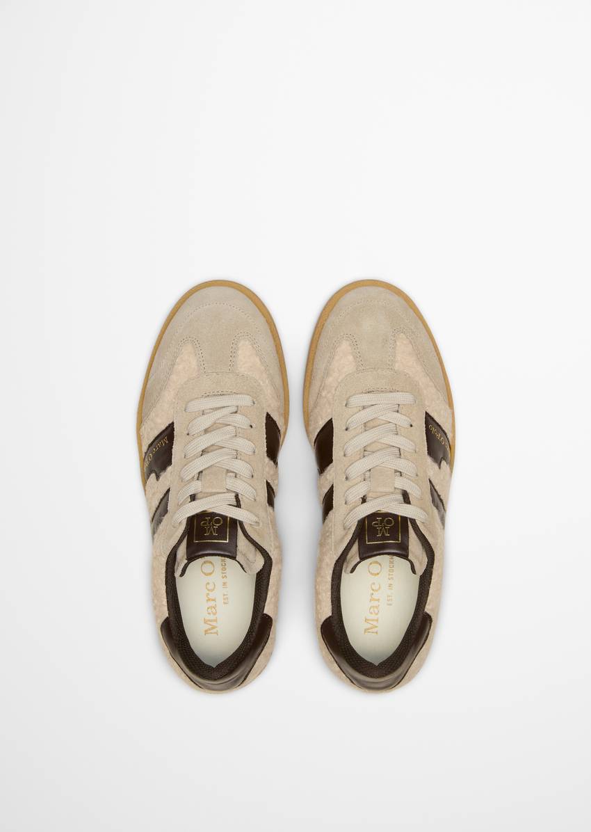 Sneaker made of leather and teddy fur