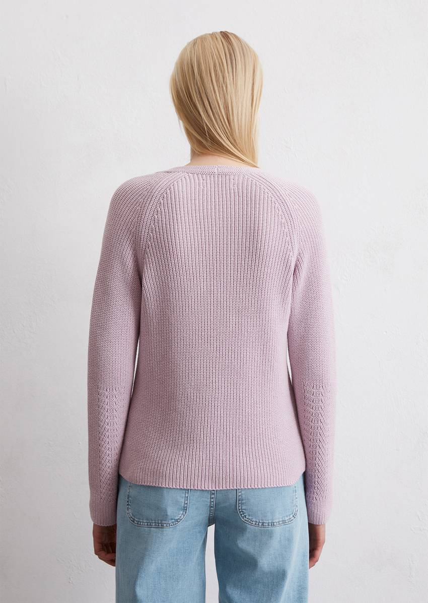 V-neck knitted sweater slim made from soft cotton yarn