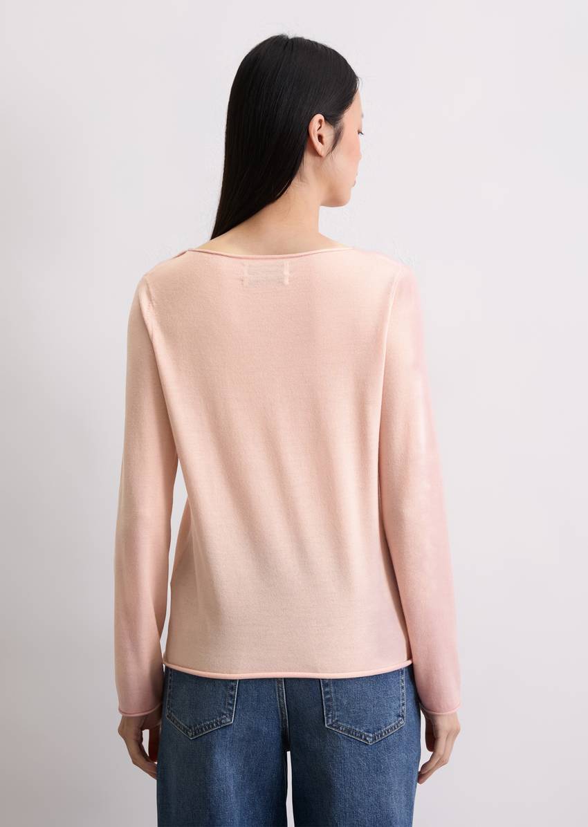 Knitted sweater slim made from soft merino wool