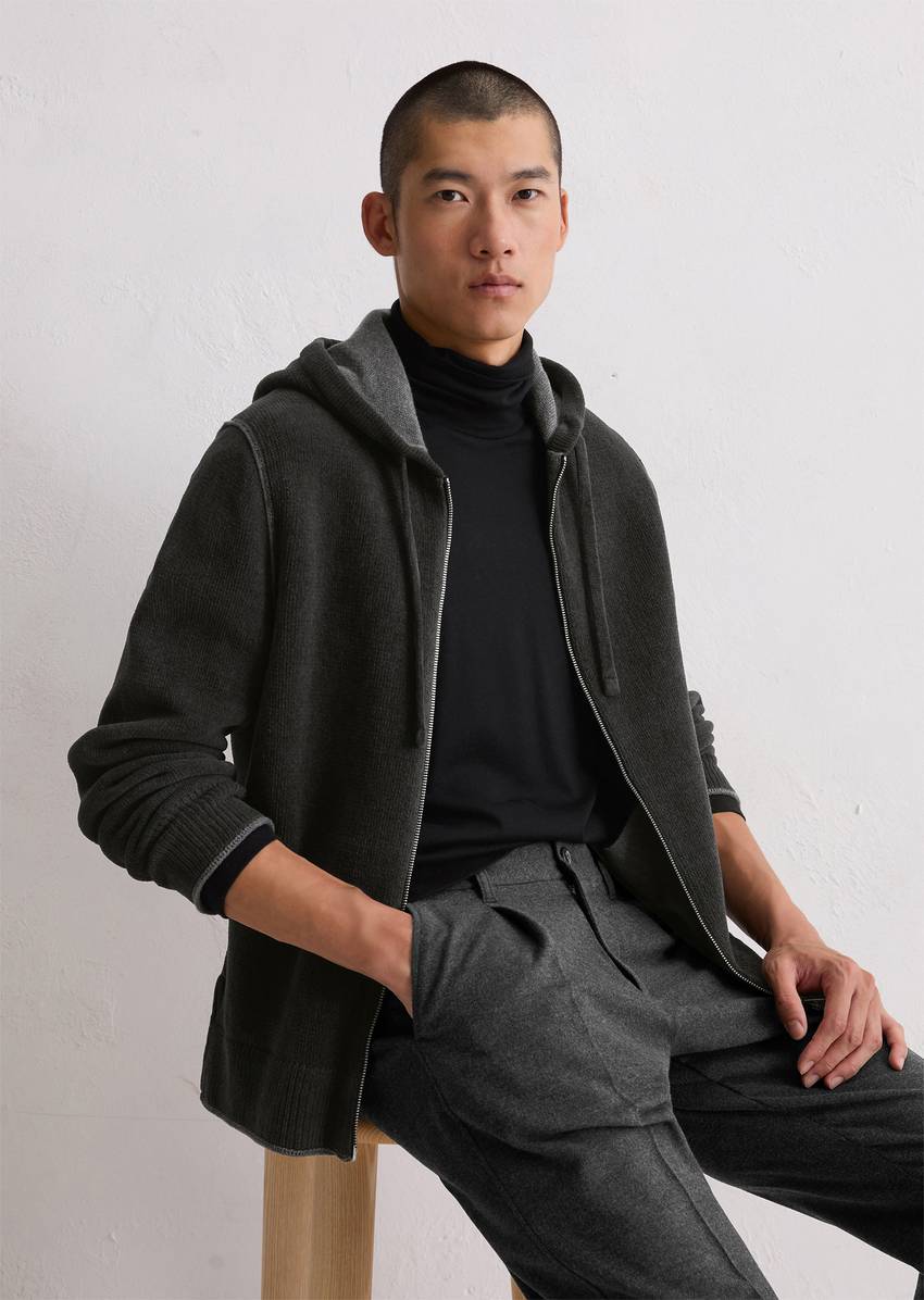 Hoodie jacket regular made from soft organic cotton chenille