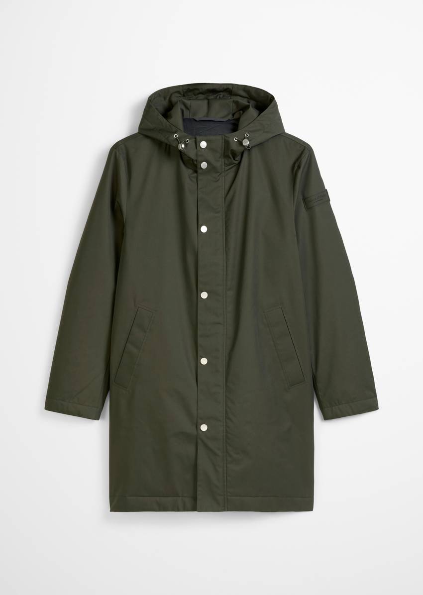 Short coat with hood in carcoat style