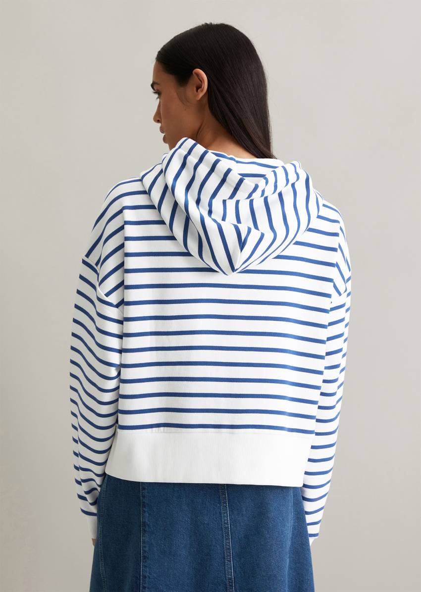 Relaxed striped hoodie jacket made from pure organic cotton