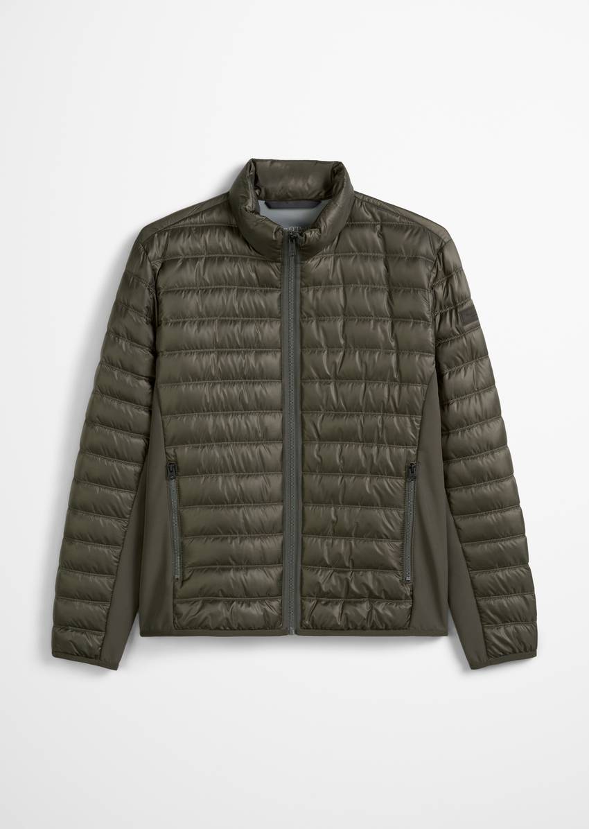 Quilted jacket regular with softshell inserts
