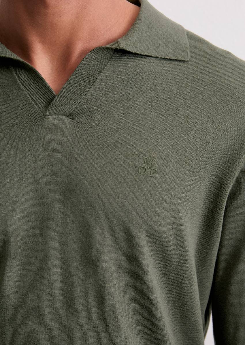 Regular polo neck sweater made from an organic cotton-cashmere blend