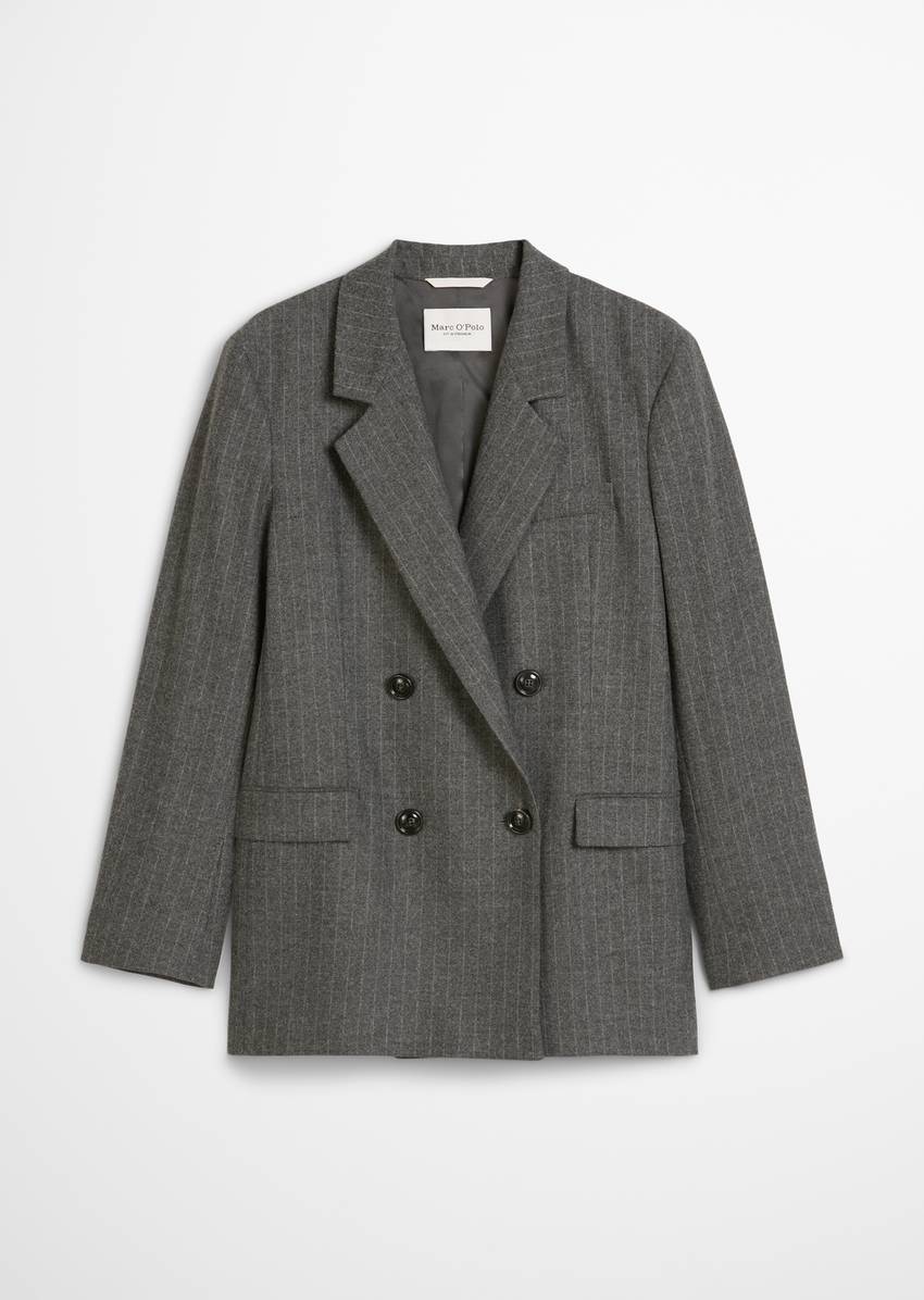 Straight pinstripe blazer made from wool-viscose blend stretch