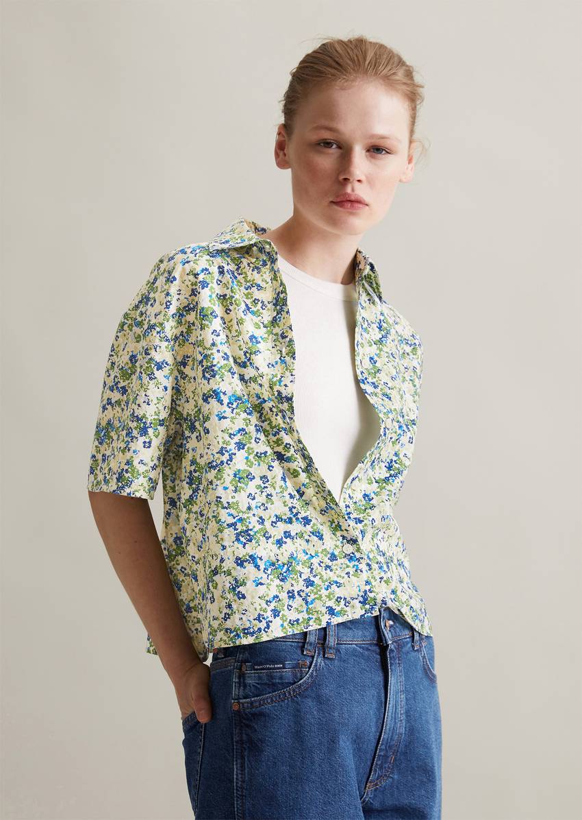 Relaxed print short-sleeved blouse made from LENZING™ ECOVERO™ mix