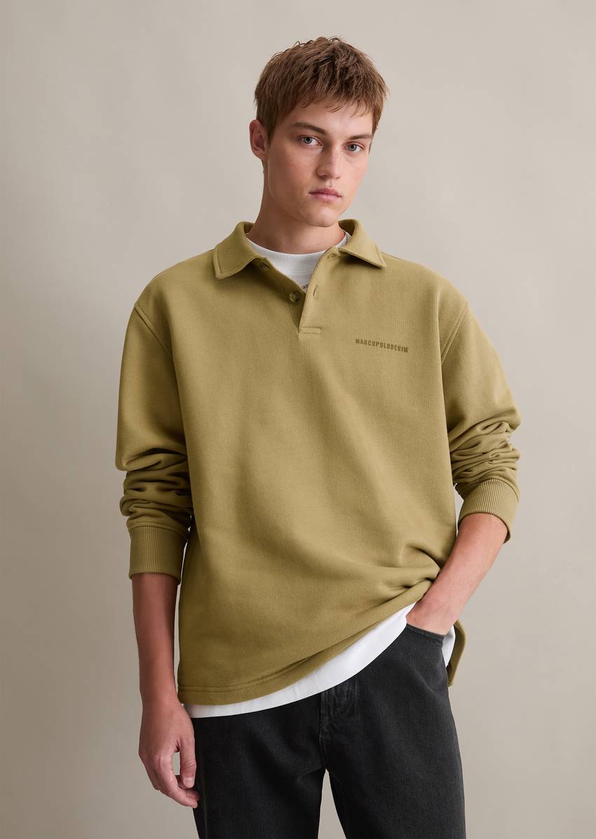 Polo sweatshirt relaxed made of heavy, structured quality