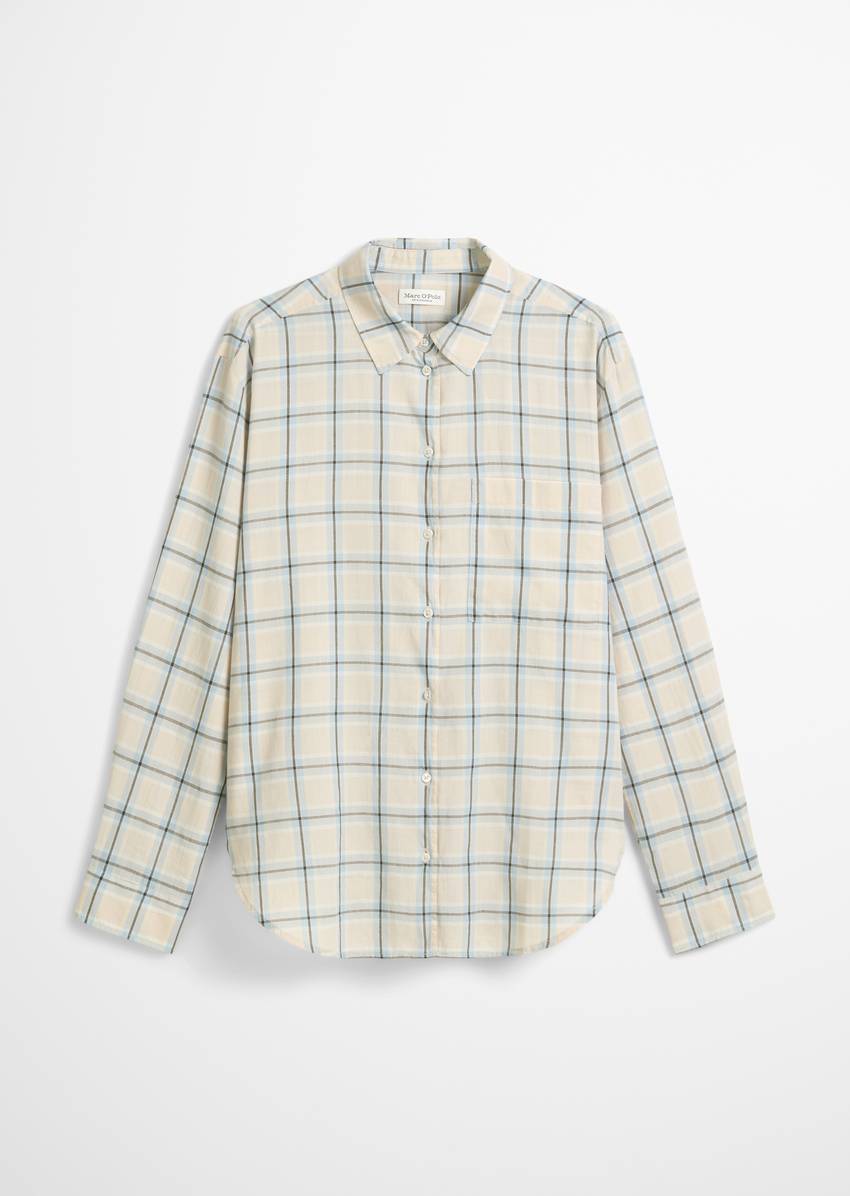 Check blouse regular made of cotton voile