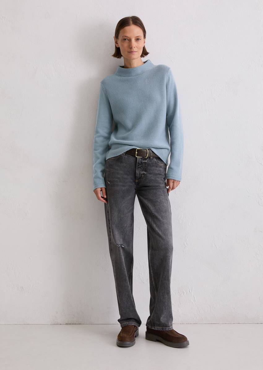 Knitted sweater slim made from organic cotton