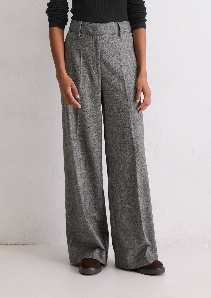 Tweed trousers wide made from a virgin wool mix