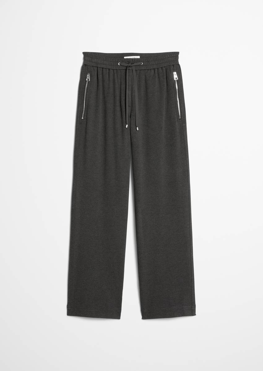 Twill jersey trousers wide made from an elastic viscose blend