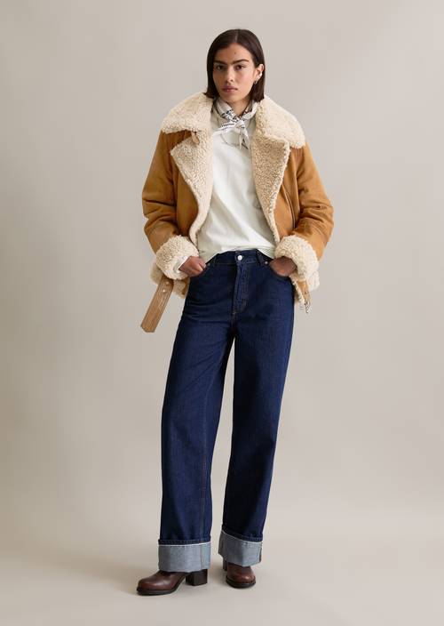 Suede jacket regular with teddy plush