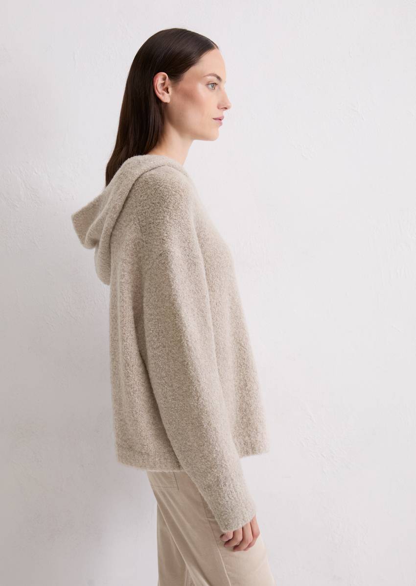 Bouclé hoodie loose made from a virgin wool/alpaca wool mix