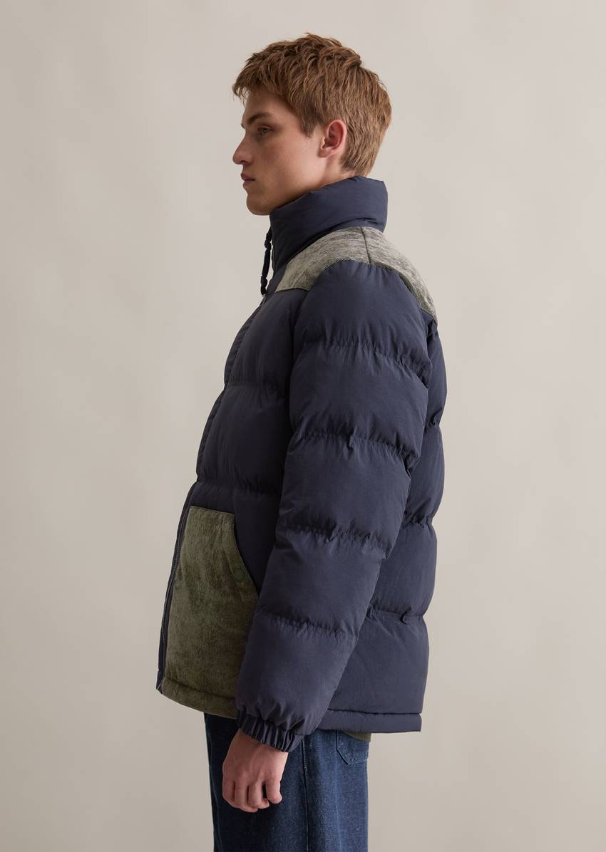 Quilted jacket regular with contrasting corduroy inserts