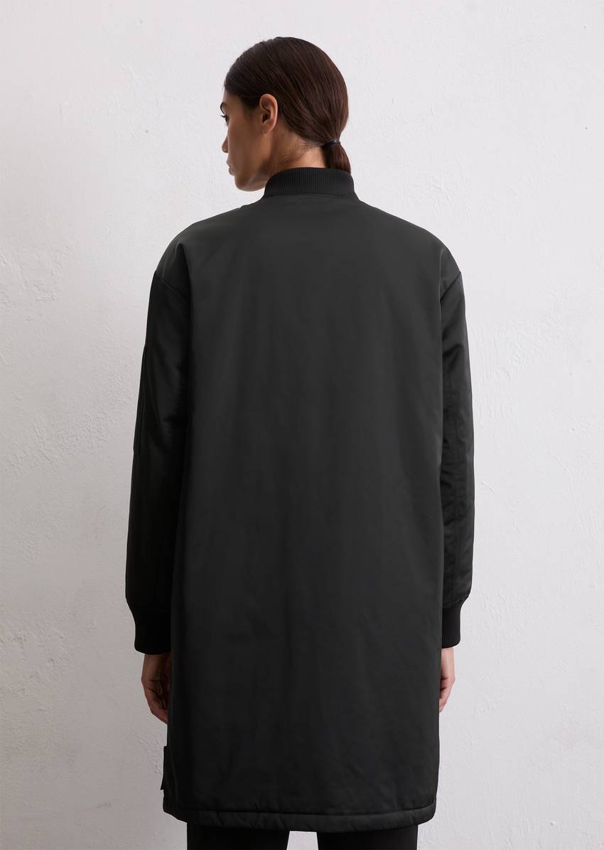 Regular aviator-style blouson coat made from recycled polyester twill