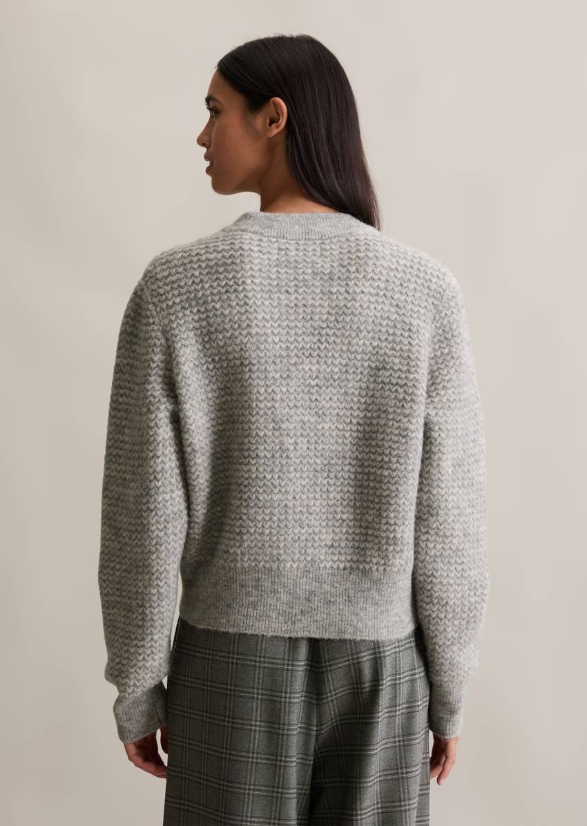 Relaxed zip cardigan made from a virgin wool/alpaca wool mix