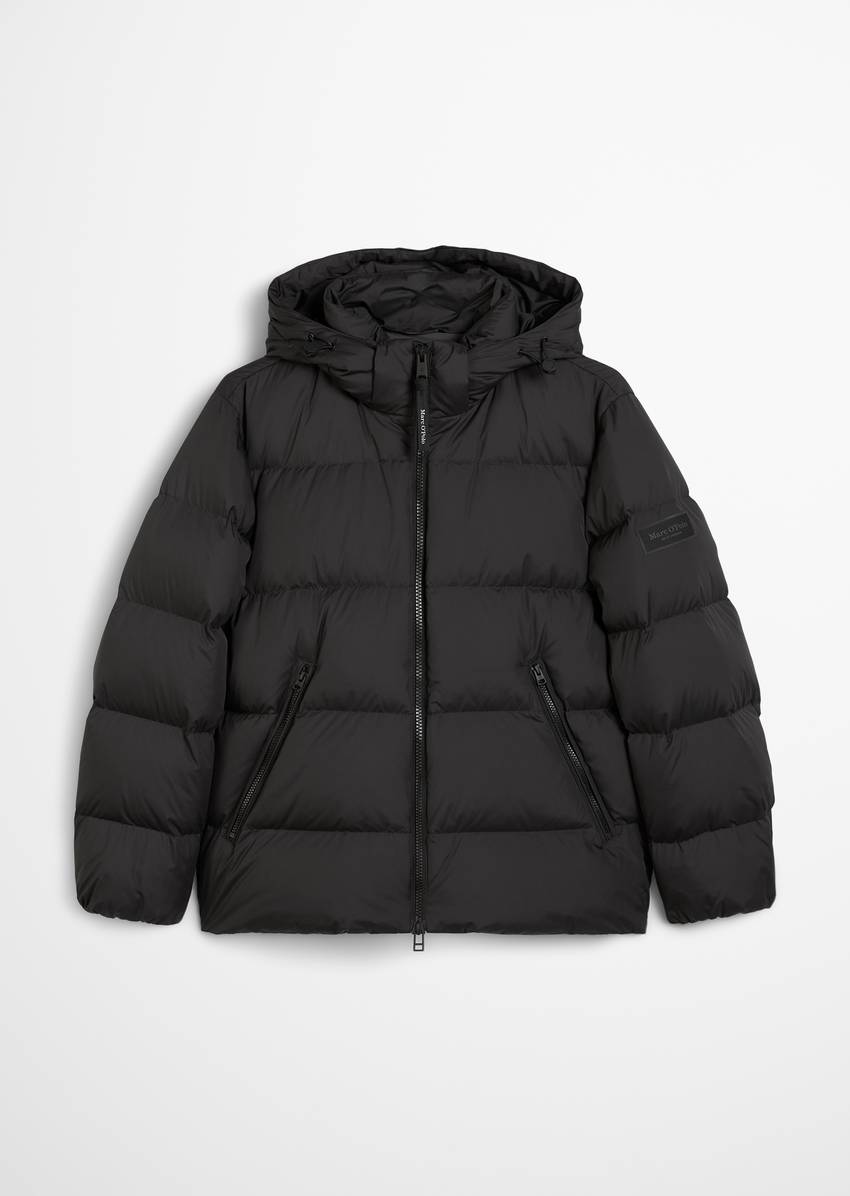 Regular puffer down jacket with detachable hood