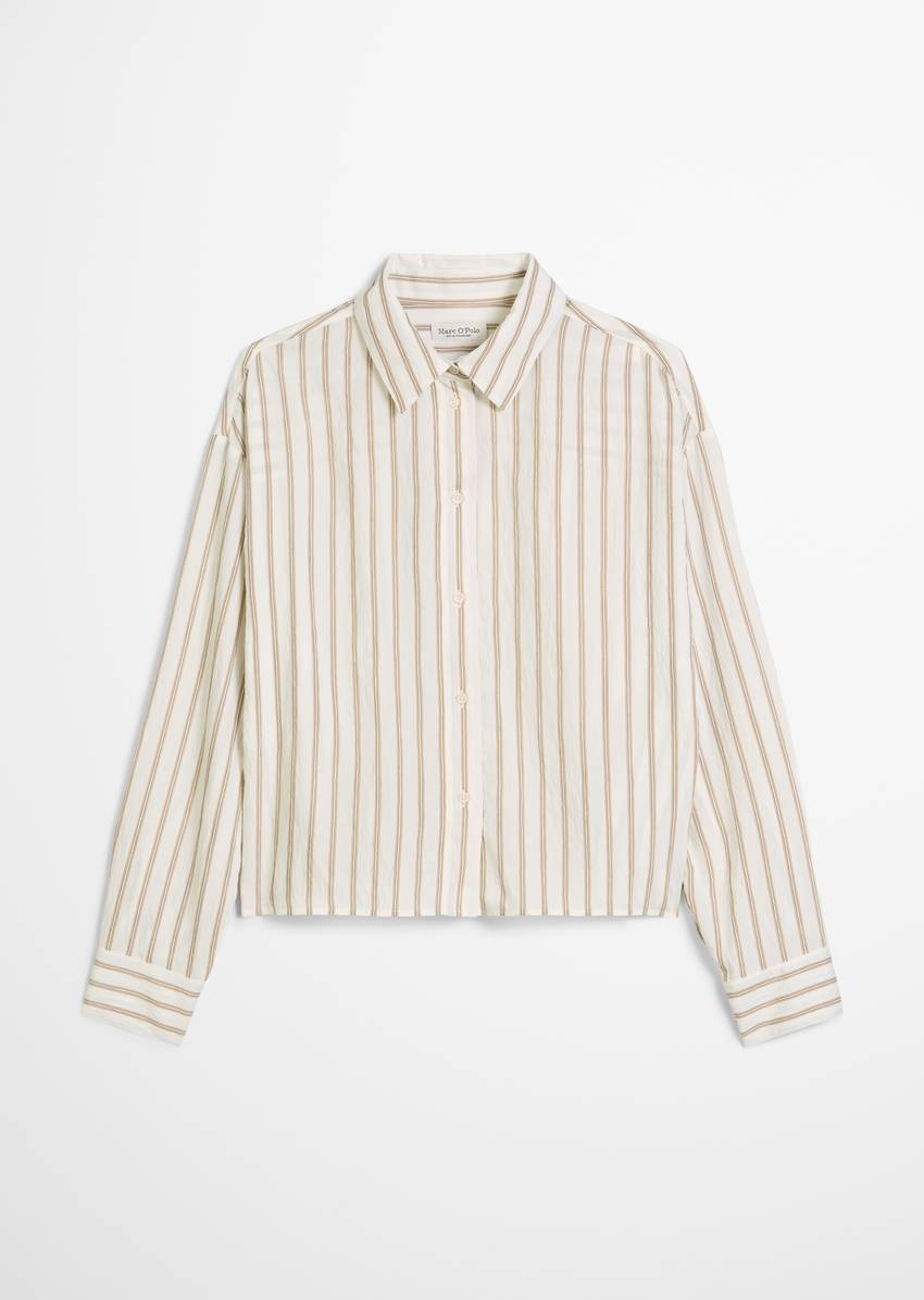 Crinkle striped blouse relaxed cropped from LENZING™ ECOVERO™