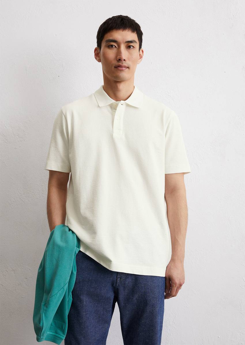 DfC polo shirt seersucker regular made from an organic cotton blend