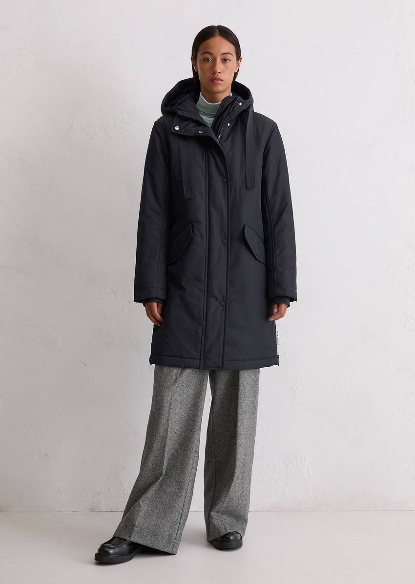 Padded parka jacket fitted made from recycled polyester twill WR