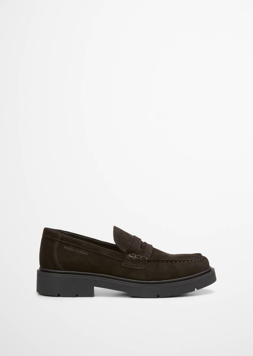 Penny loafer made from soft suede cowhide