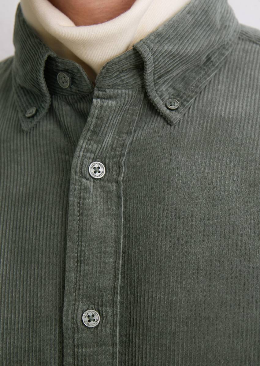 Corduroy shirt regular with button-down collar