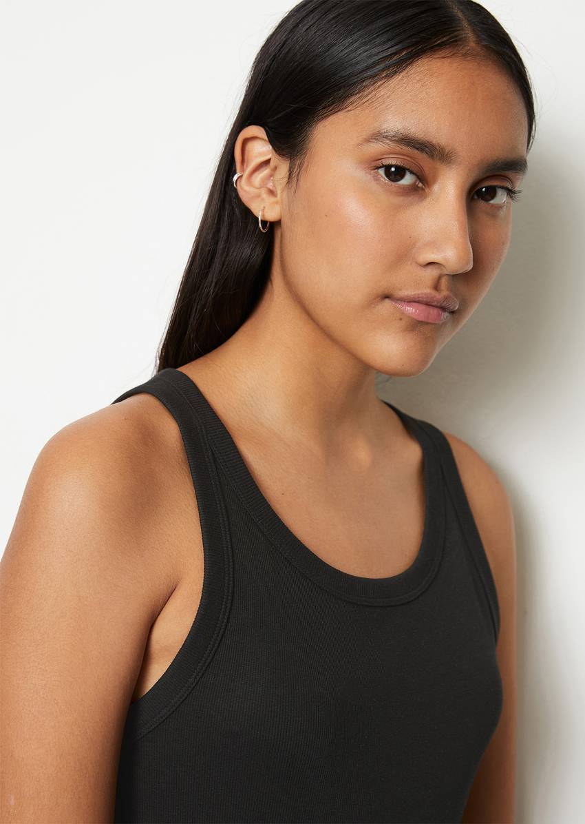 Ribbed tank top slim made from organic cotton stretch jersey