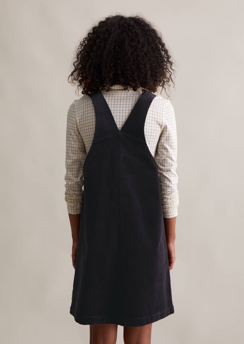 Corduroy dungaree dress flared made from a stretchy organic cotton blend