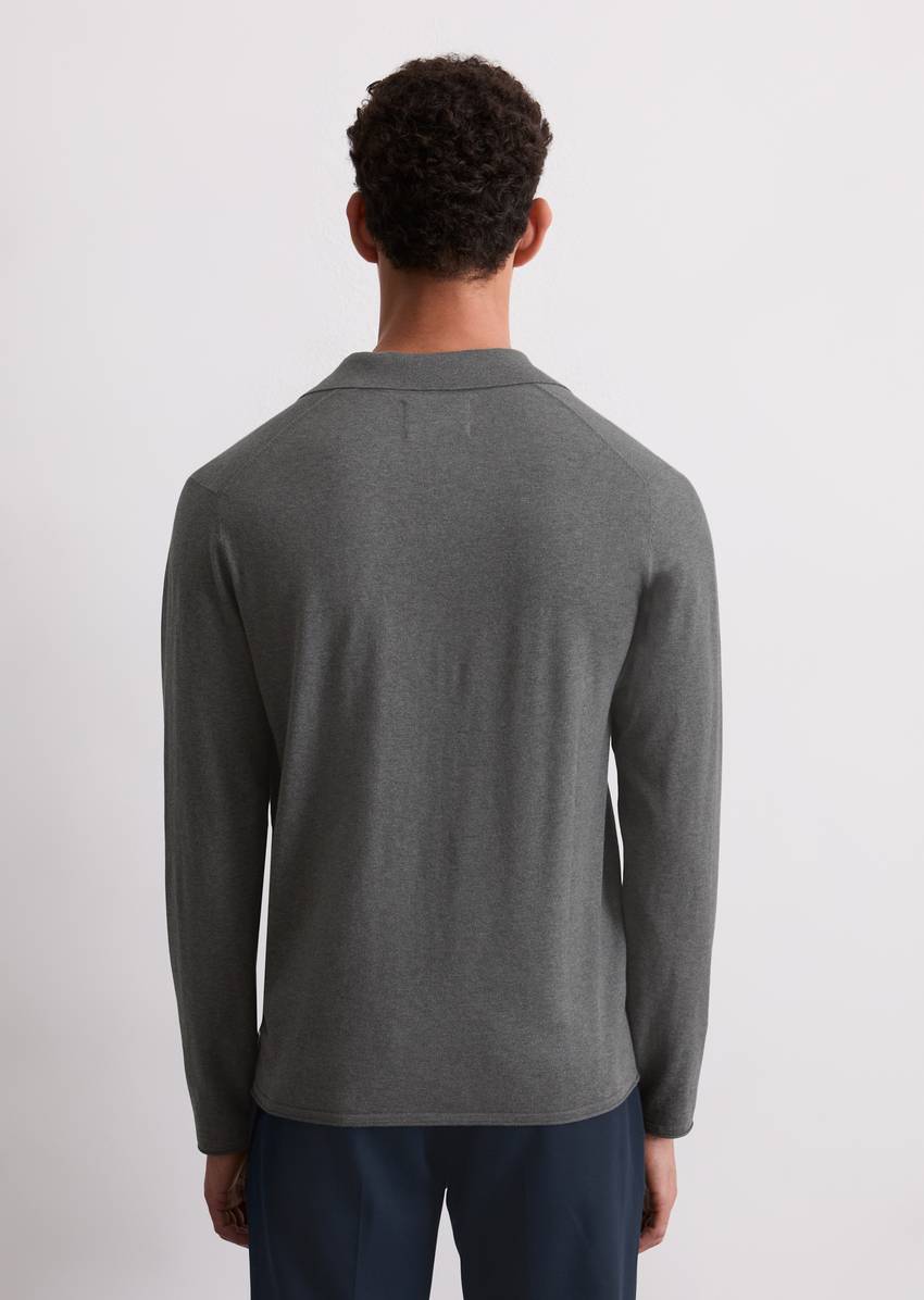 Regular polo neck sweater made from an organic cotton-cashmere blend