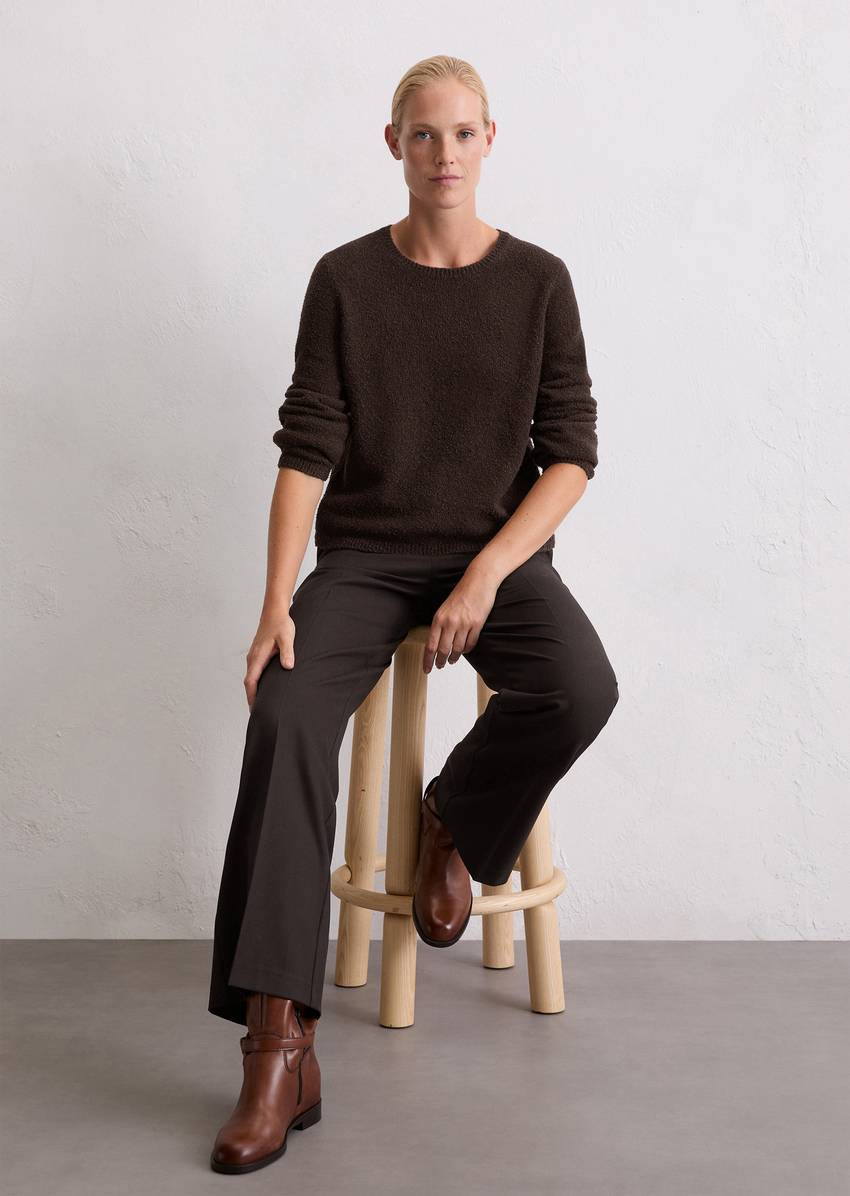 Knitted sweater regular made from bouclé yarn