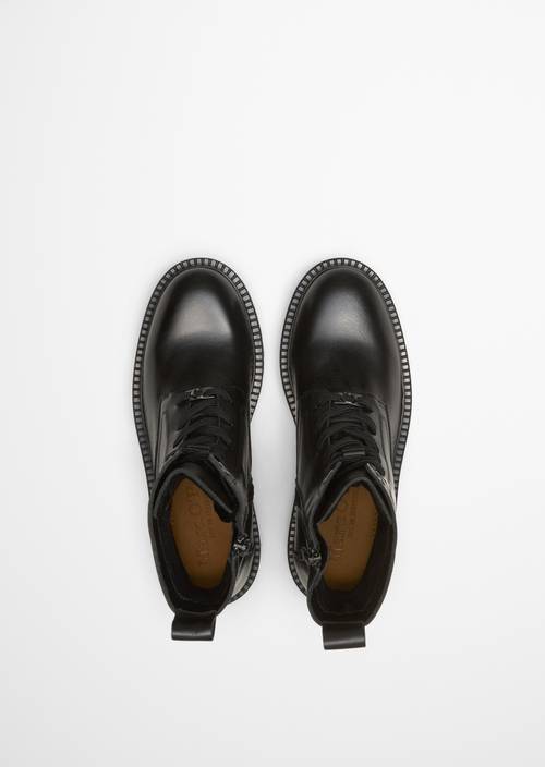 Lace-up boots with inside zipper